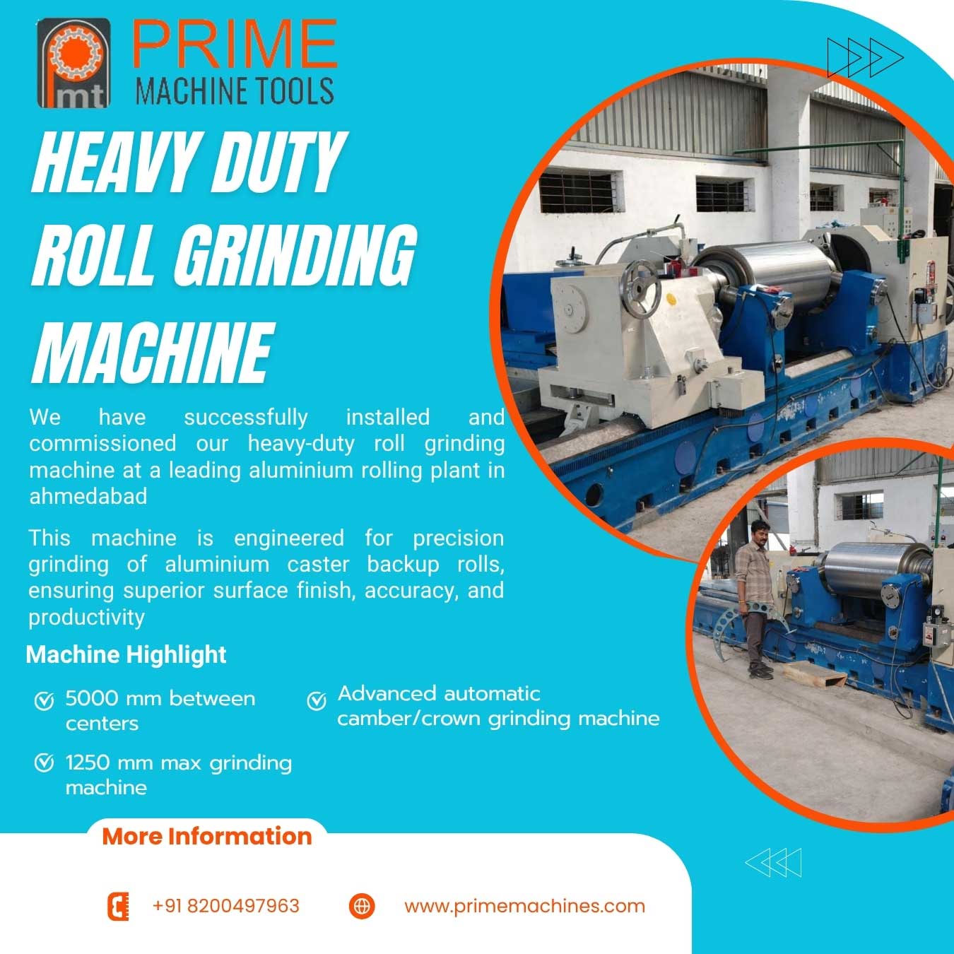 Successfully Installation Heavy Duty Roll Grinding Machine In Ahmedabad